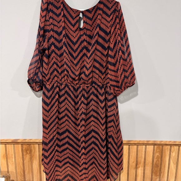 Plus Size  Navy and Orange Long Sleeve Dress Size 20 Enfocus Women - Picture 2 of 4